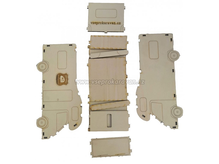 Stavebnice OBYTNÉ AUTO - dřevěná pokladnička