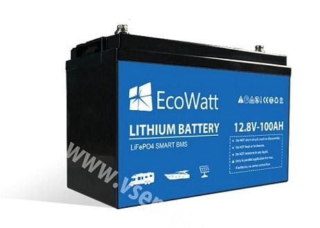 LiFePO4 akumulátor ECOWATT ECO-12-100 Smart BMS 12,8V / 100Ah +L