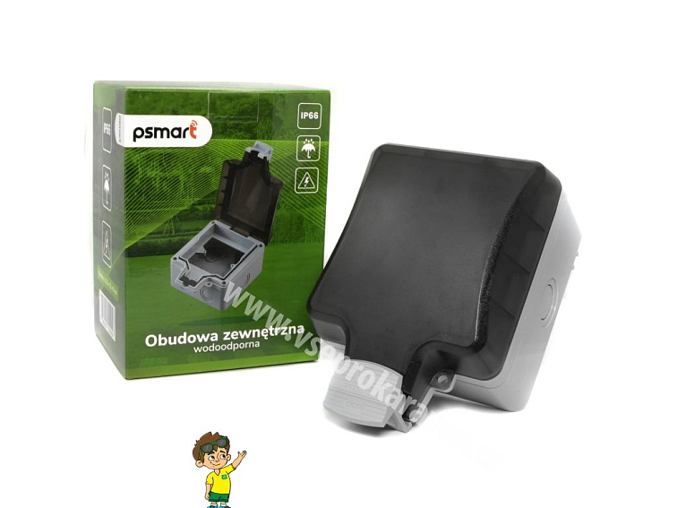 Zacvakávací skříň pro zásuvky s kouřovým oknem IP66