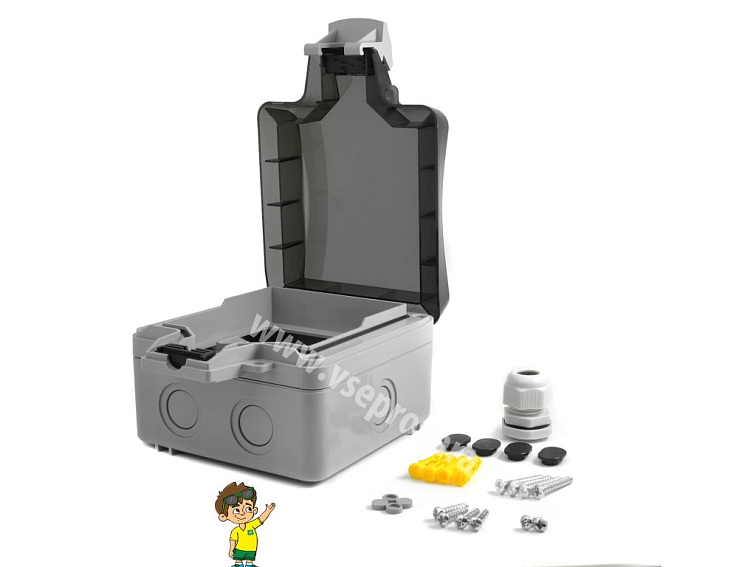 Zacvakávací skříň pro zásuvky s kouřovým oknem IP66