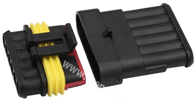 Vodotěsný AMP SUPERSEAL 1.5 konektor se zámkem, Onpira