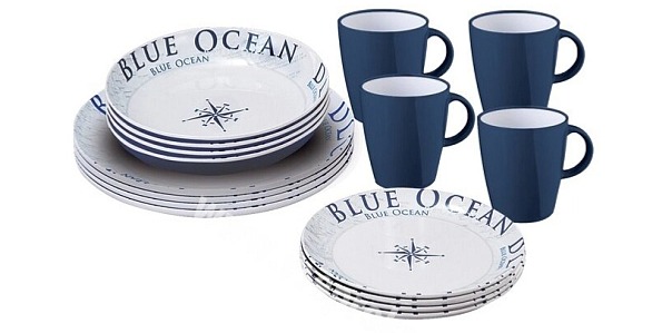16-dílná Melaminová sada nádobí Brunner Blue Ocean