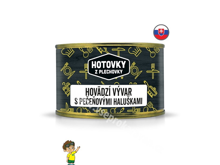 Hovězí vývar s játrovými knedlíčky v plechovce
