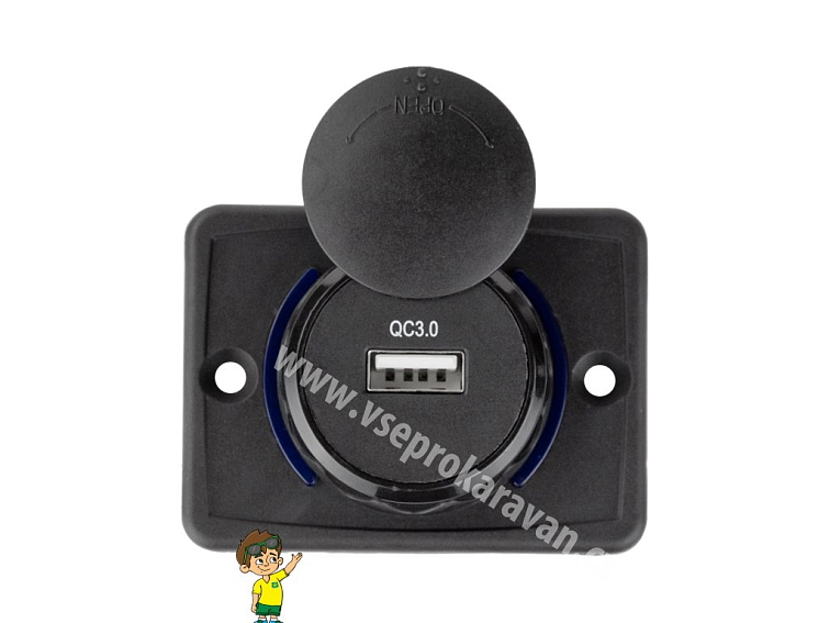 Napájecí zdířka 1xUSB 3.0, LTC, 5V/ 3A, 12/24V