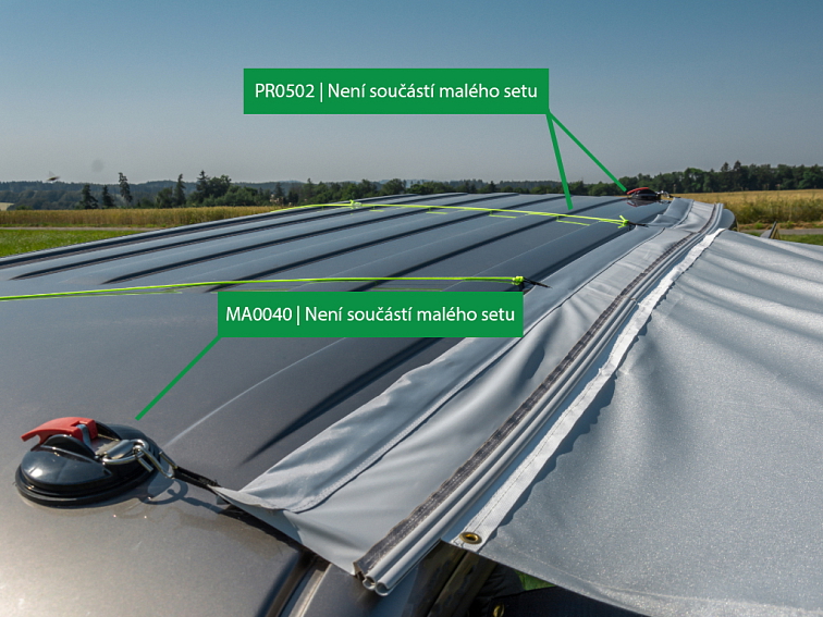 Malý set lehkého přístřešku o rozměru 2 000 x 1 700 mm pro dodávky