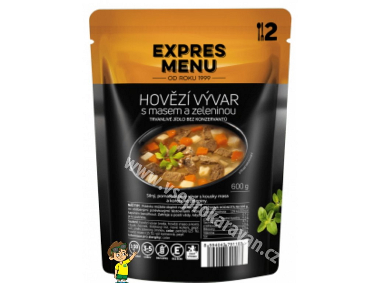 Hovězí vývar s masem zeleninou (2 porce 600g)