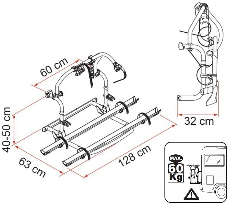 Nosič kol na obytná vozidla se zadním oknem (na max. 4 kola) Carry-Bike Pro C