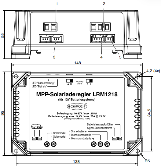 Solární regulátor nabíjení LRM 1218 Schaudt
