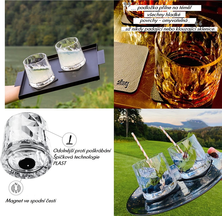 Silwy magnetická plastová sada sklenic na Whisky 250 ml, Hightech