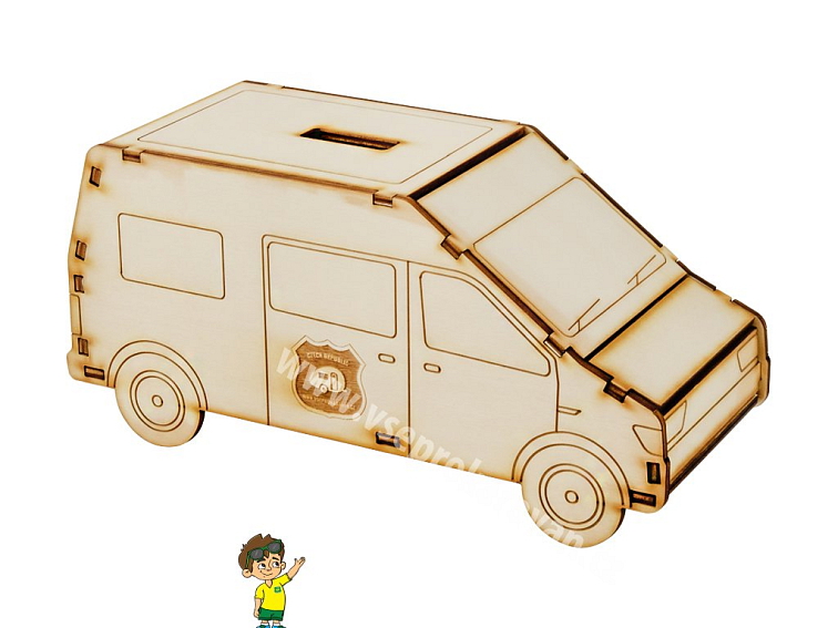 Stavebnice OBYTNÁ DODÁVKA - dřevěná pokladnička