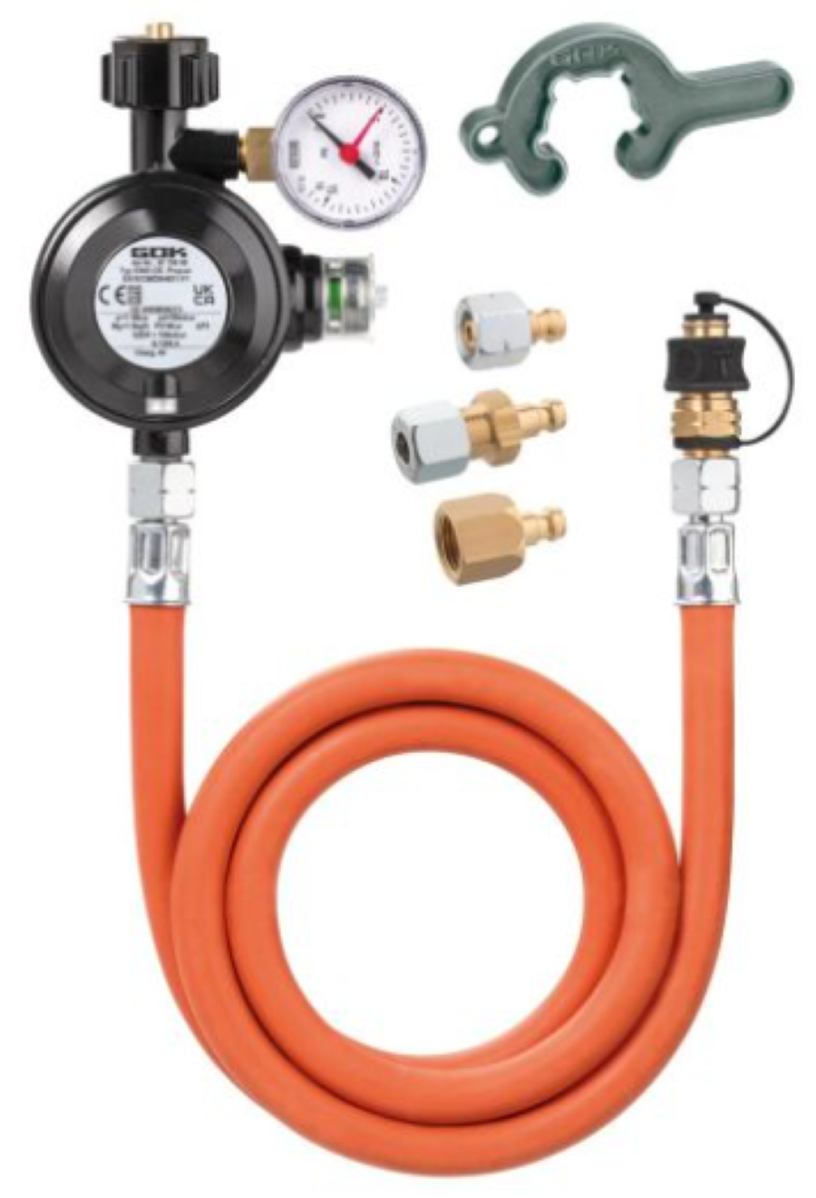 Sada kempingového regulátoru plynu s manometrem GOK