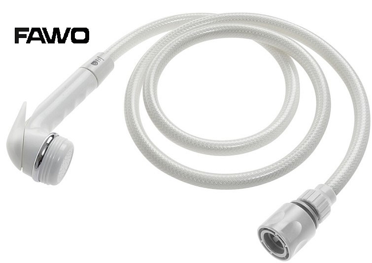 Sprchový venkovní set FAVO s hadicí a rychlospojkou, barva bílá