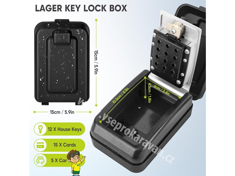 Trezor na klíče s číselným kódem a ochranou klávesnice