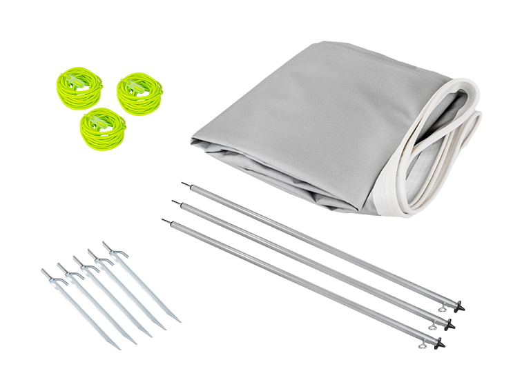 Malý set lehkého přístřešku o rozměru 2 700 x 1 700 mm pro dodávky