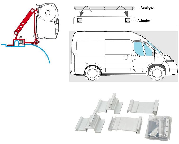 Sada adaptérů Fiat, Peugeot, Citroën 2006 (vysoká střecha) pro F45 L, F45 S, ZIP