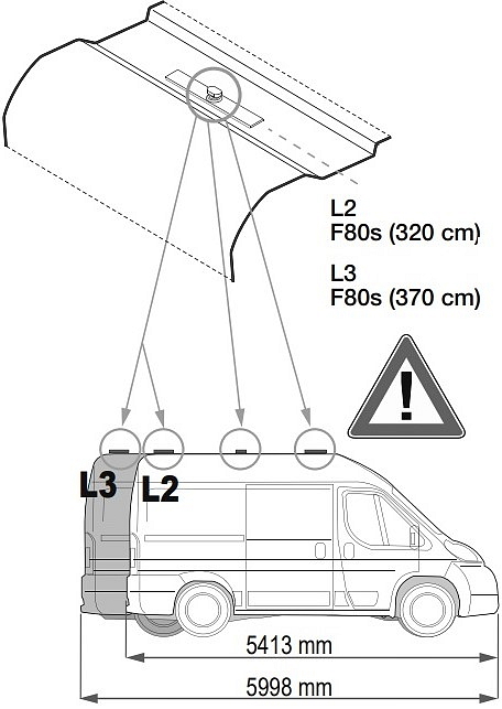 Sada adaptérů Fiat, Peugeot, Citroën 2006 L2 / L3 (H2-vysoká střecha) pro F80 S