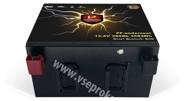 Lithiová baterie Perfektium LiFePO4 12,8V 280Ah - pod sedadlo
