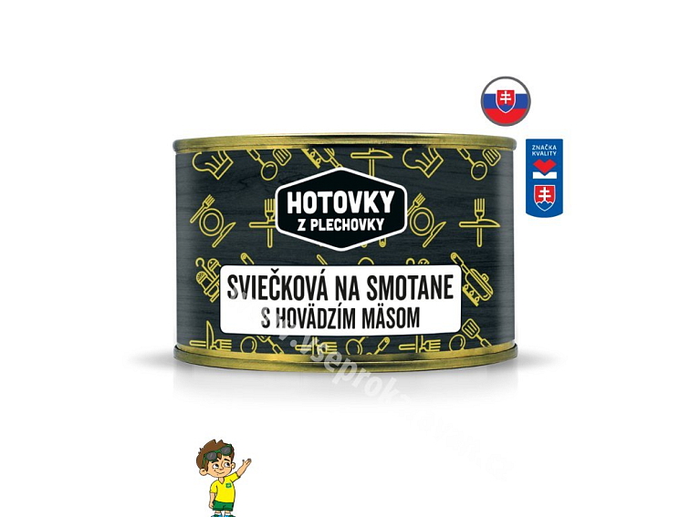 Svíčková na smetaně s hovězím masem v plechovce
