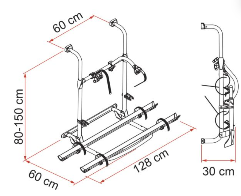 Teleskopický nosič kol na obytná vozidla (zadní na max. 4 kola) Carry-Bike Pro