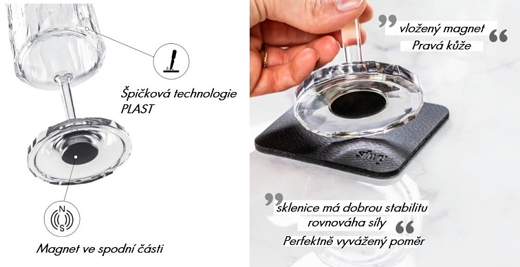 Silwy magnetická plastová sada sklenic na víno 300 ml