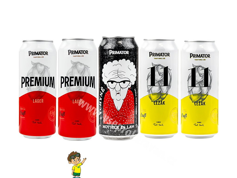 Alkoholická sada nápojů Primátor, 2x Premium světlý ležák a 11 Světlý ležák, 1x Tchyně India Pale Lager