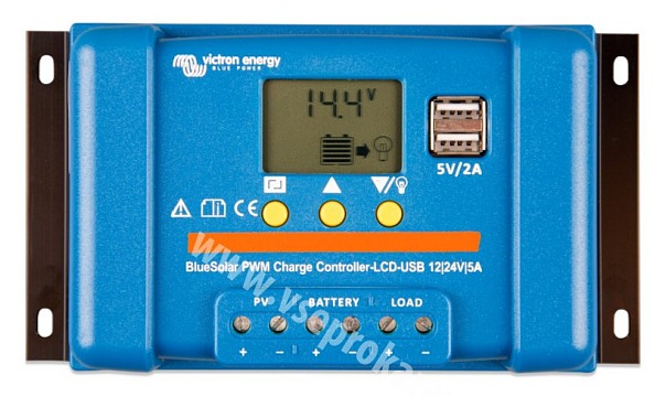 PWM solární regulátor Victron Energy BlueSolar-LCDandUSB 5A