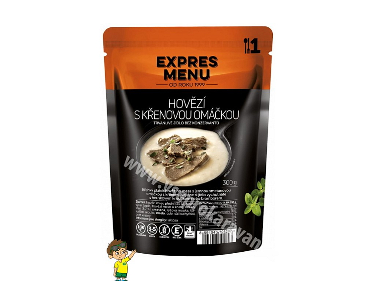 Hovězí s křenovou omáčkou ( 1 porce 300g)