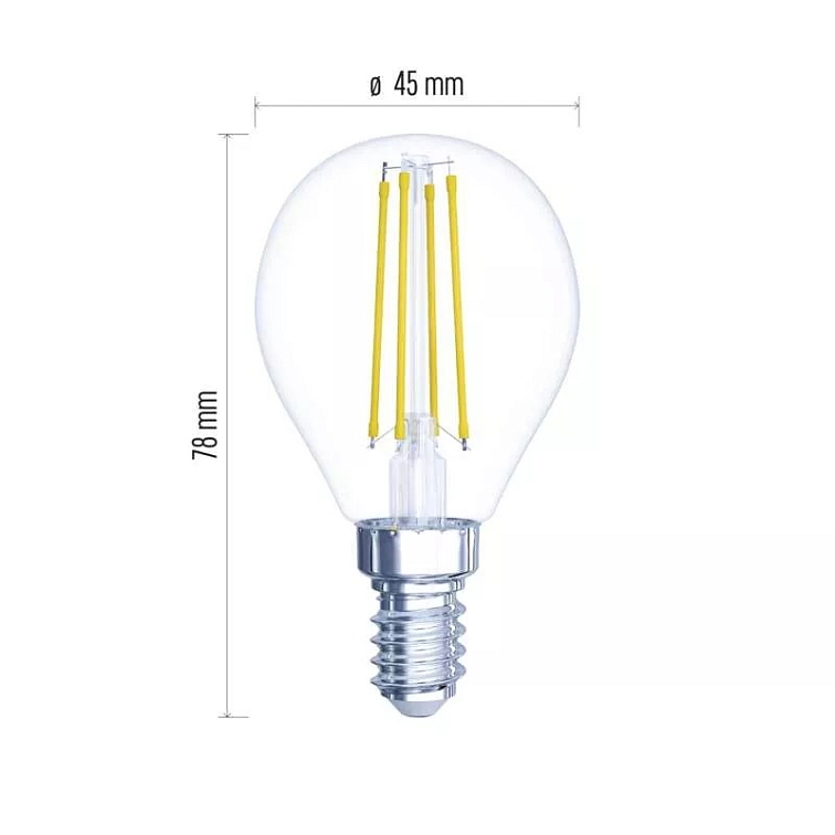 LED žárovka Filament Mini Globe 6W E14 neutrální bílá
