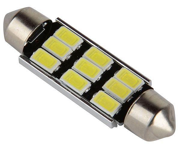LED žárovka SV8,5-8 sufit, 12V/3W, 9xLED5730, bílá, CANBUS, délka 42mm