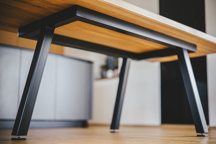 Dubový stůl s kovovou podnoží TRIPOD