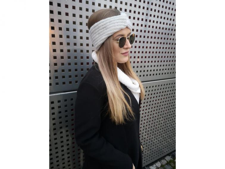 Pletené čelenka Elegance - béžová