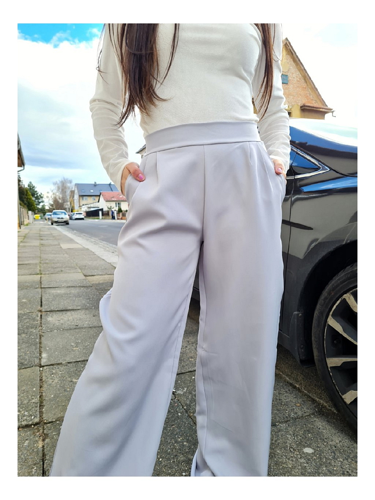 Dlouhé dámské modrošedé kalhoty CAROL