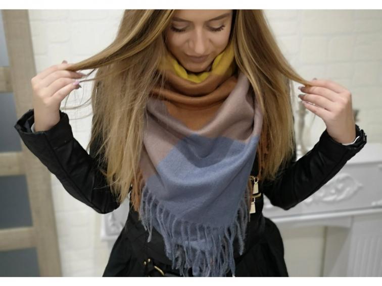 Maxi teplý šátek/pléd, žlutý