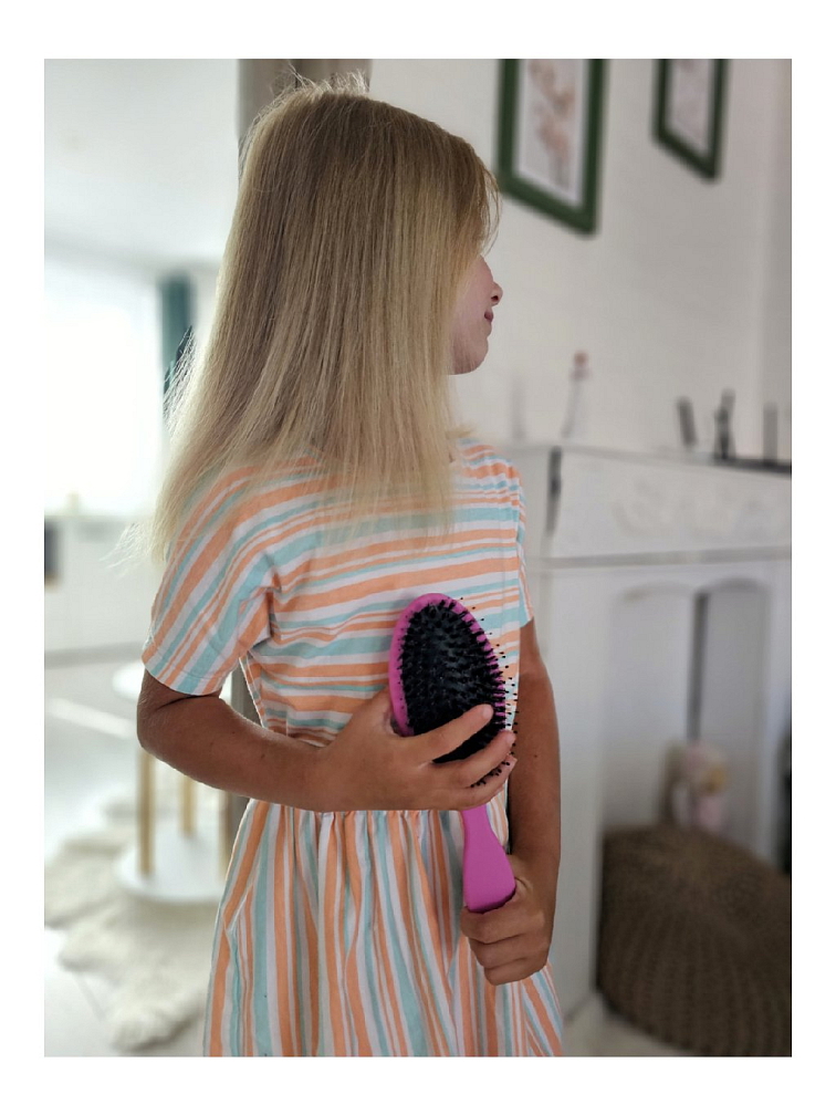 Kartáč na vlasy s kančími štětinami RŮŽOVÝ