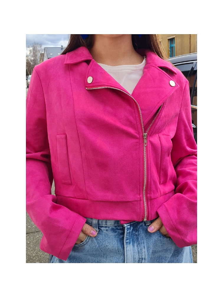 Tmavě růžová semišová bunda ALIKO