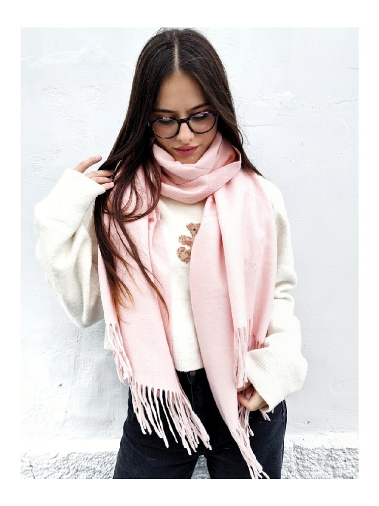 Světle růžová dámská šála TYRA s třásněmi