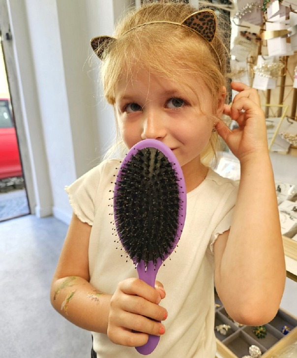 Kartáč na vlasy s kančími štětinami FIALOVÝ