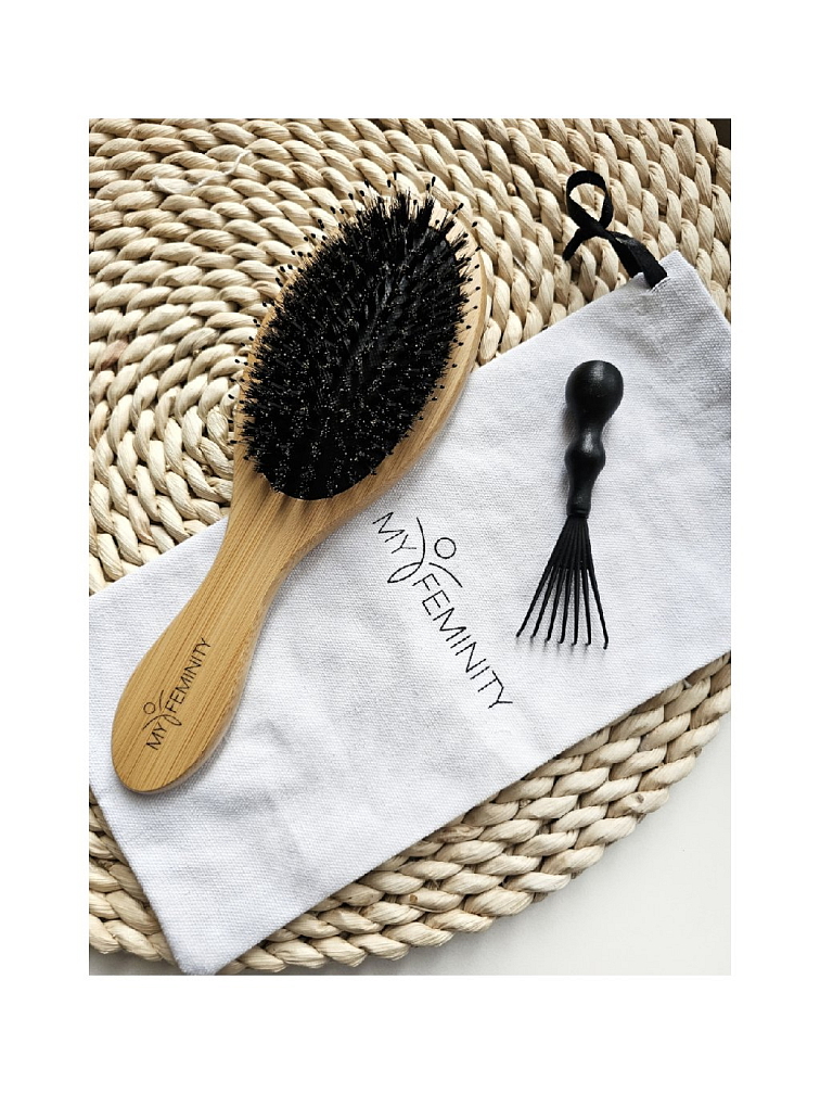 BAMBUSOVÝ kartáč na vlasy s kančími štětinami