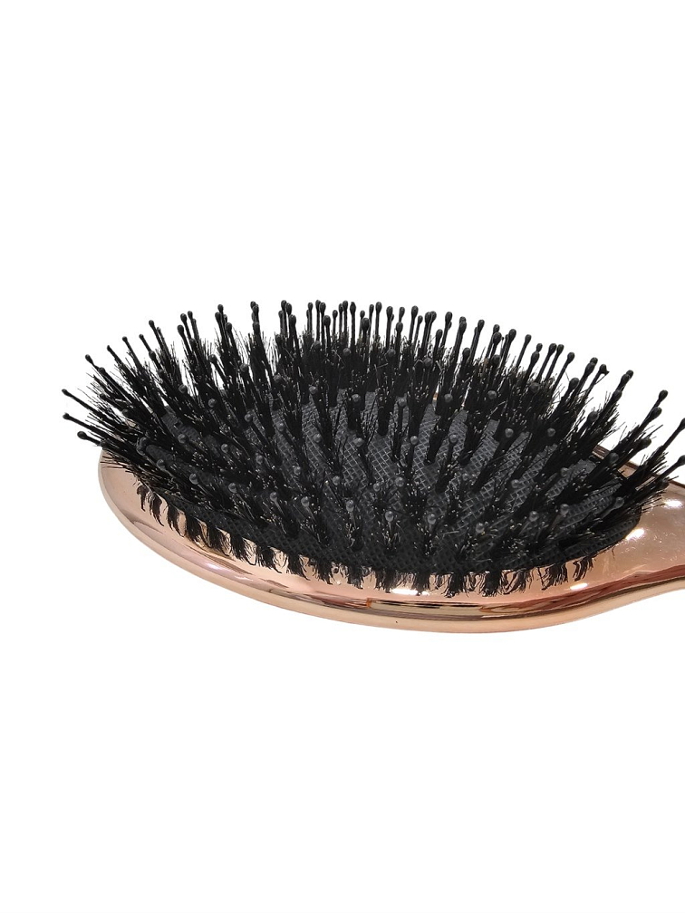 Kartáč na vlasy s kančími štětinami ROSE GOLD s oválnou rukojetí