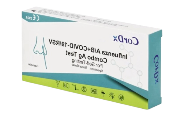 1x CorDX Chřipka A+B & COVID-19 / RS vir, Ag Combo Test - rychlotest na detekci Chřipka / Covid 19 / RS virus