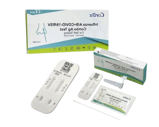 1x CorDX Chřipka A+B & COVID-19 / RS vir, Ag Combo Test - rychlotest na detekci Chřipka / Covid 19 / RS virus
