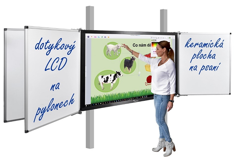 Dotykový displej Legamaster na pylonech s křídly (75" / 86")