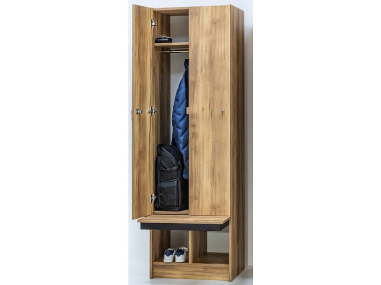 Šatní skříň 2-dvéřové lamino s lavičkou
