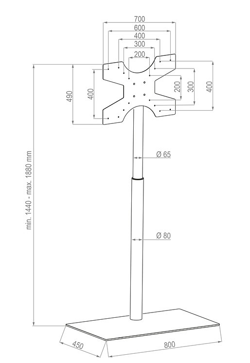 Samostatně stojící stojan pro zobrazovací displeje (40"-55")