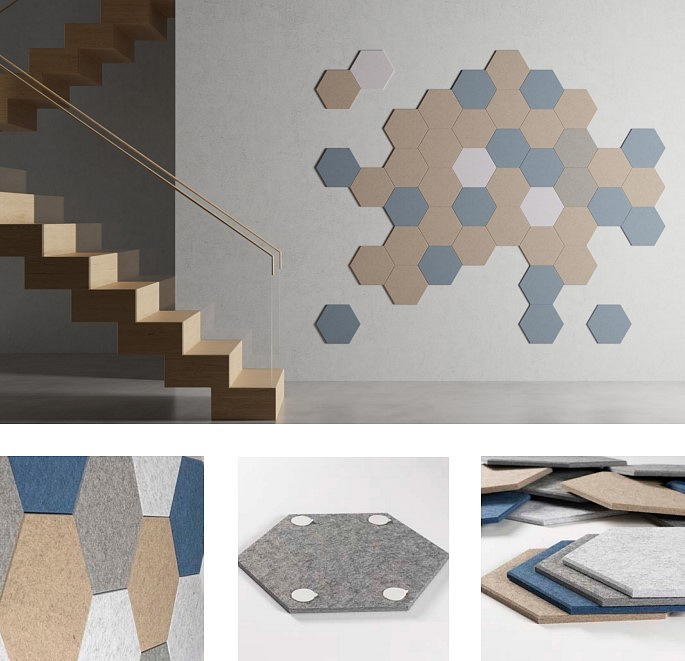 Akustické designové nástěnné panely Smit Visual Hexagon 8 mm