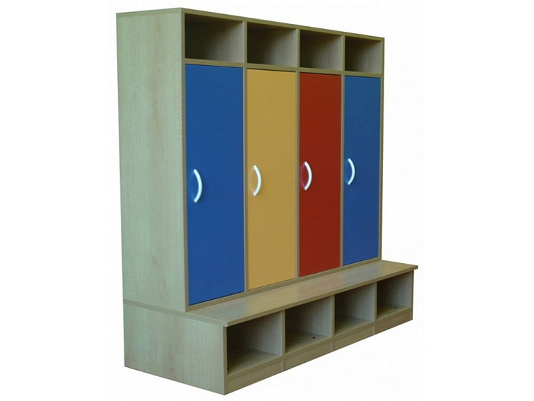 Šatní skříň Color 4-místná, 119x130x54 cm pro mateřské školy