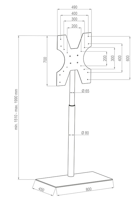 Samostatně stojící stojan pro zobrazovací displeje (40"-55")