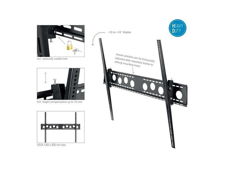 Naklápěcí držák na stěnu pro interaktivní displeje WH 120 T- HD(75"-130")