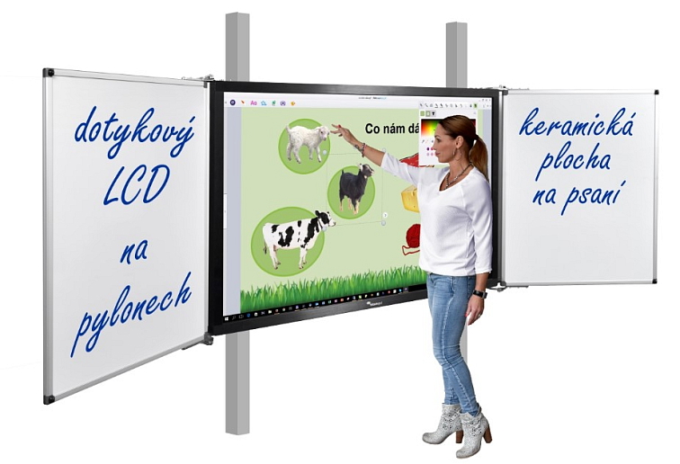 Dotykový displej Legamaster na pylonech s křídly (75" / 86")