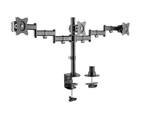 Nastavitelný stolní držák pro tři monitory PC (15"-27")